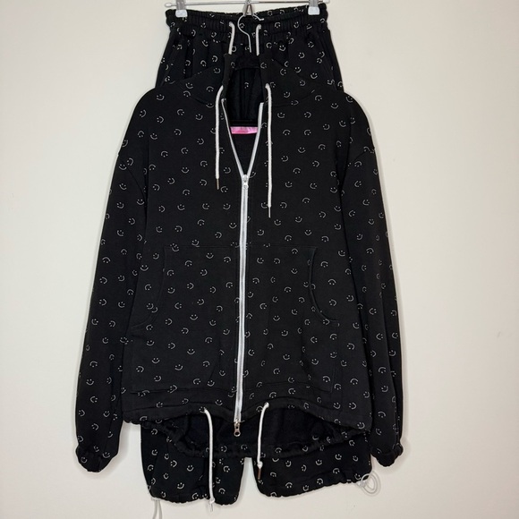 MINJIENA Smile Winter Streetwear Print Airport Loungewear Hoodie Sweatshirt Set - Picture 2 of 15